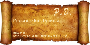 Presneider Demeter névjegykártya